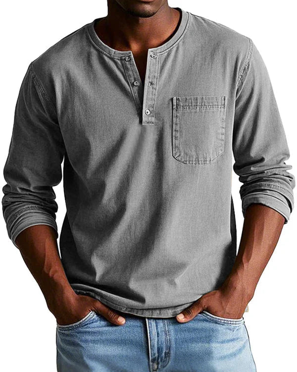 Sebastian - Chemise rétro en denim léger de qualité supérieure