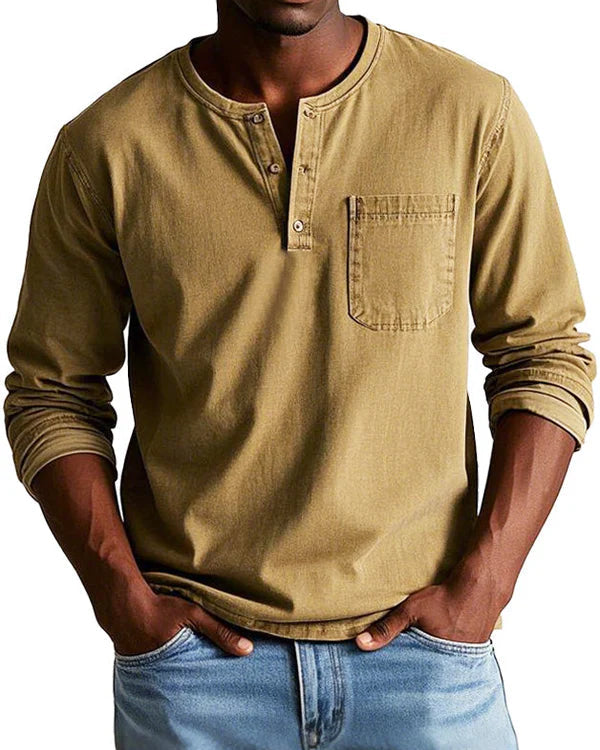 Sebastian - Chemise rétro en denim léger de qualité supérieure