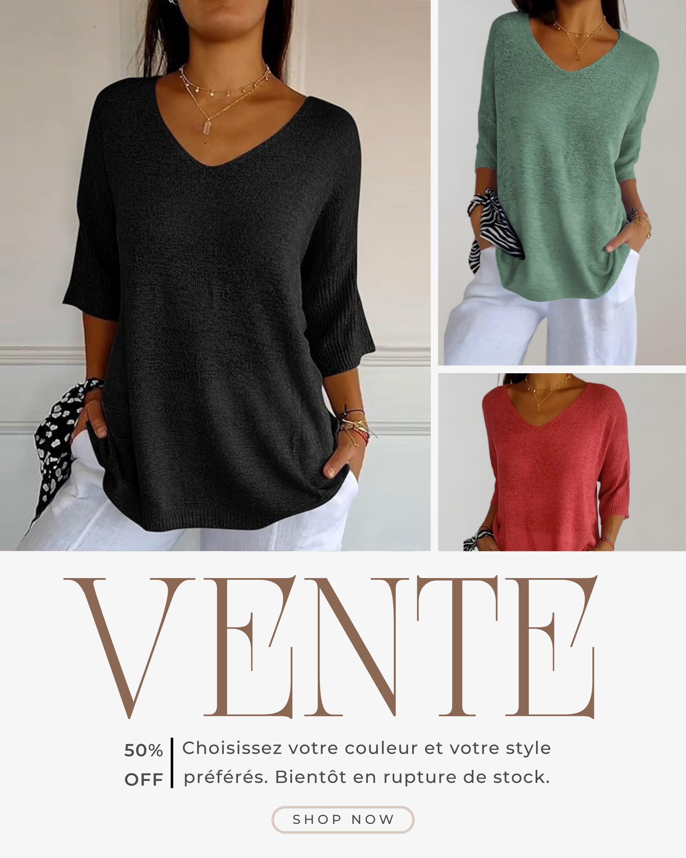 Haut tricoté à col en V