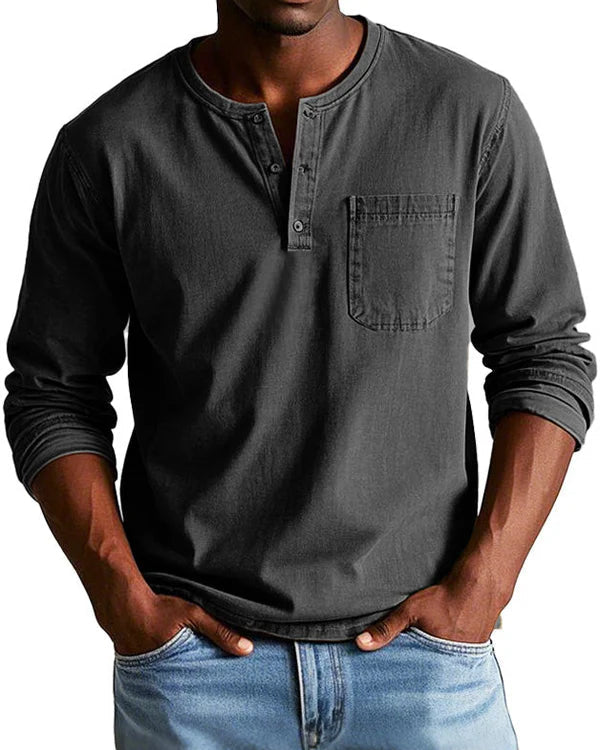 Sebastian - Chemise rétro en denim léger de qualité supérieure