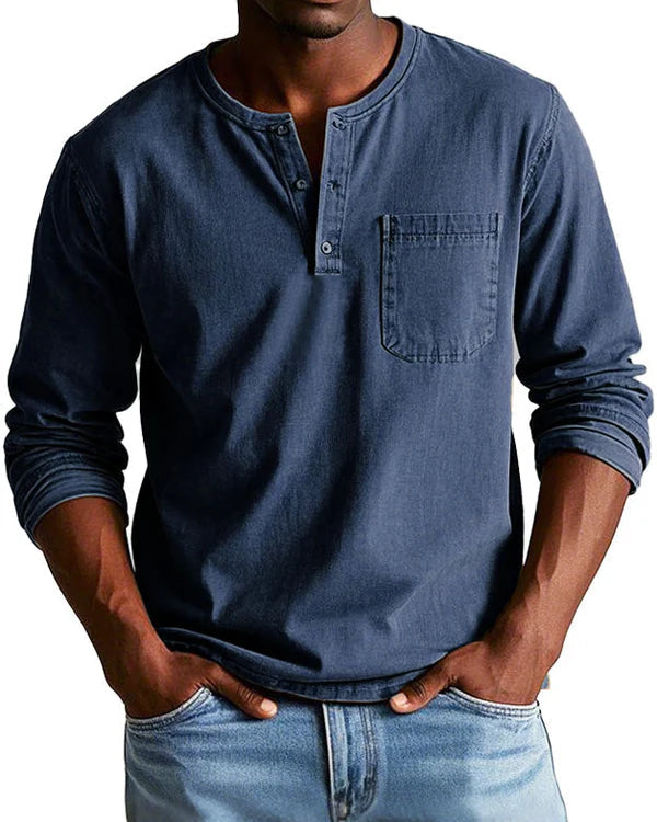 Sebastian - Chemise rétro en denim léger de qualité supérieure